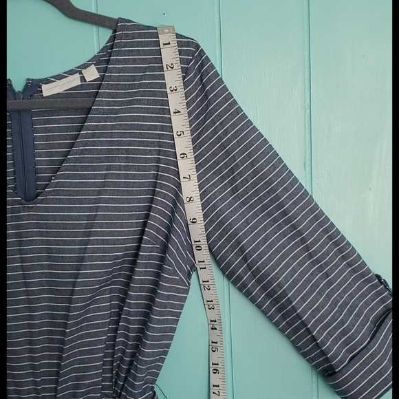 New York & Company Mixed Stripe Jumpsuit- Blue - Picture 9 of 16